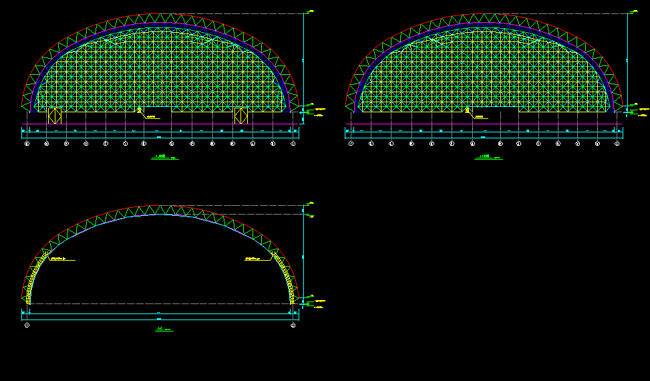 汝州跨度110米，拱高35_7米煤棚网架